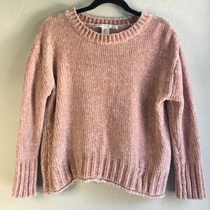 Peach pink chenille knit sweater soft cozy round neck